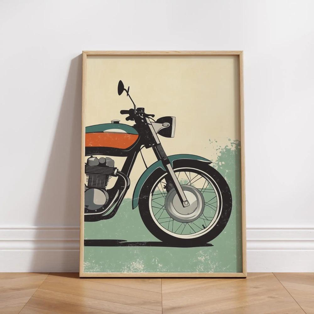 Vintage Cafe Racer Poster – Grunge Motorcycle Wall Arts Rustic Garage Decor Bold Bike Print Retro Biker Gift Industrial Vibes