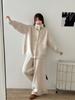 Korean Style Loose Knitwear Set: High-Neck Cardigan + Wide-Leg Pants for Women, Autumn/Winter Two-Piece