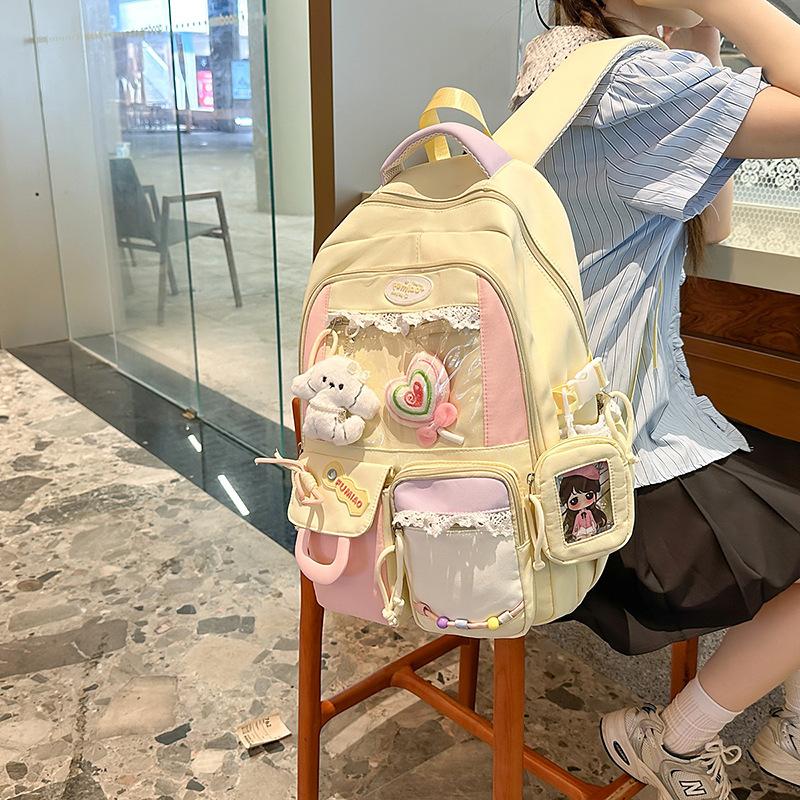 Summer New Fresh Cute Middle School Student Outdoor Lace-up High-Value Student Backpack