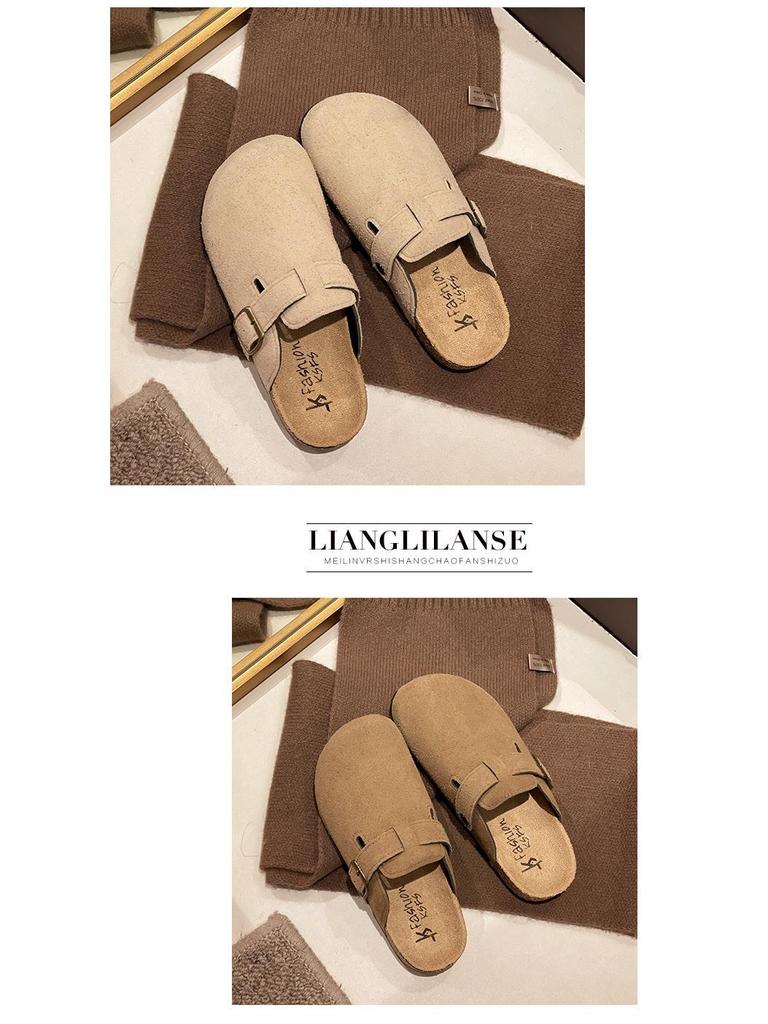 2025 Cork Birkenstocks Half Slippers: Women's & Men's Retro Closed Toe Slip-ons for Casual Outdoor Wear