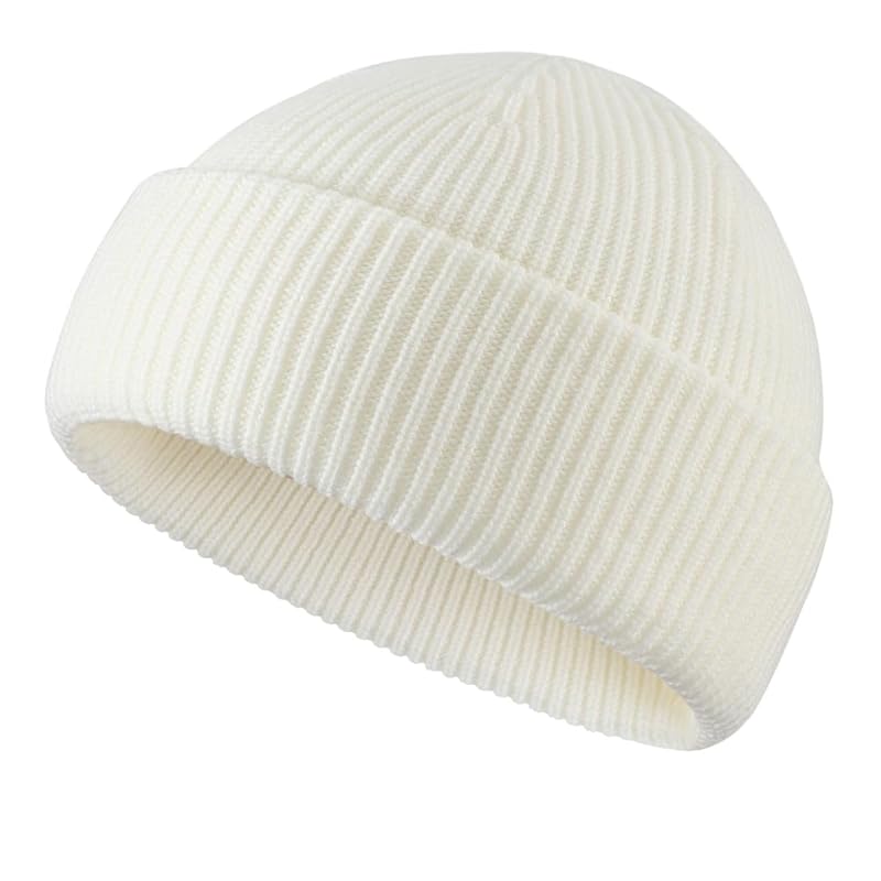 

[Connectyle] men s knit hat Shallow border knit cap ladies Plain color watch cap knit beanie beige