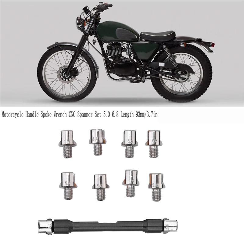 ABLZ-Motorcycle Handle Spoke Wrench 93Mm/3.7In CNC Spanner Set 5.0-6.8 Length For Most Motorbike Tire Repair Wrench