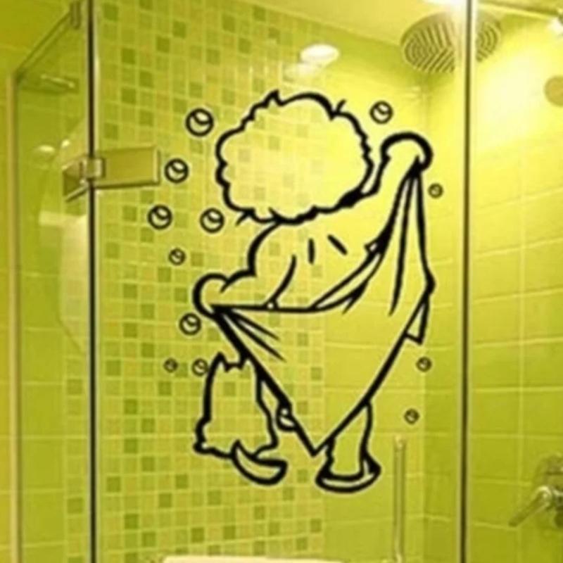 Shower Person Fun Wall Decal Bathroom Wall Decal Window Vinyl Waterproof Removable Fine Carved Home Decor Home for Children