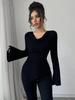 Women's Ribbed Off-Shoulder Knit Top Slim Fit Long Sleeve Shirt Fall Winter 2026 Casual Commuter Blouse