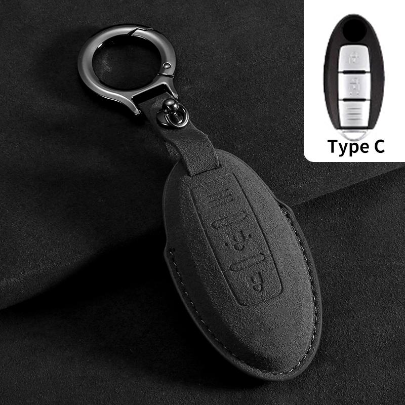 Suede Car Key Case Cover Fit For Q50 Q60 Q70 Qx50 Qx60 Qx70 G25 Fx Jx35 Fx25 Fx35 Ex37 Non-Oem Key Fob Protector