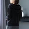 Women's Knitted Cardigan for Spring and Autumn Casual Loose Solid Color Hooded Sweater Jacket