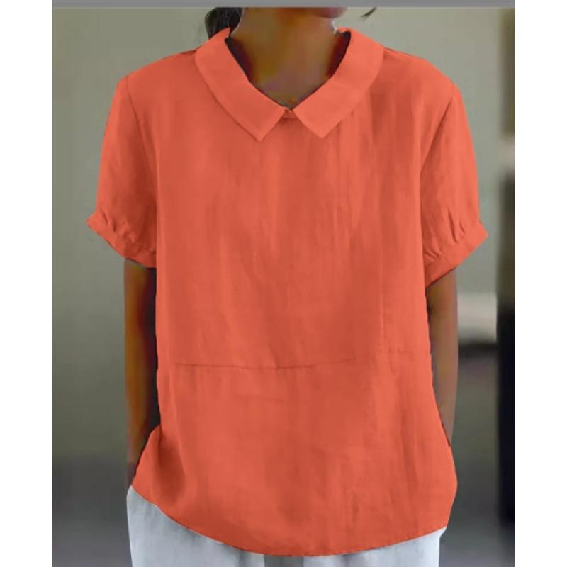 new loose lapel shirt, women s short-sleeved printed top S