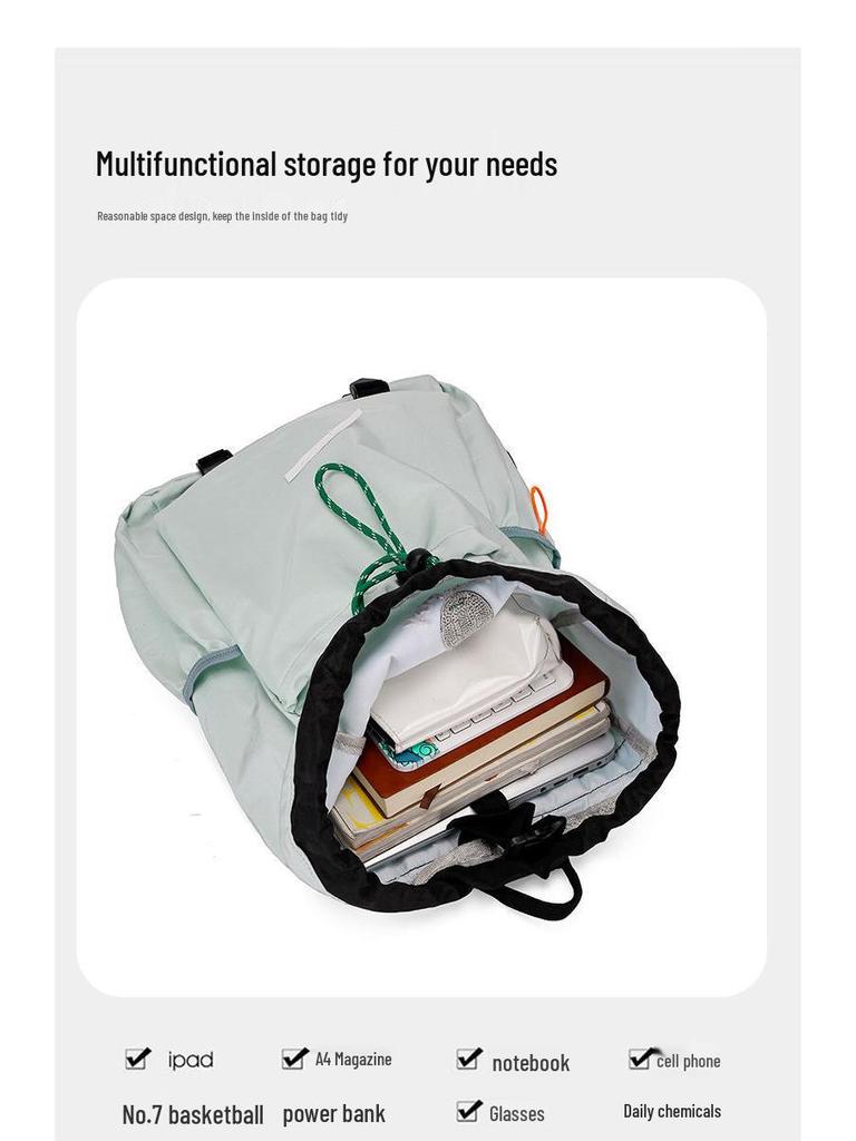 Unisex Lightweight Outdoor Drawstring Sports Backpack - Large Capacity for Mountaineering and Badminton Storage