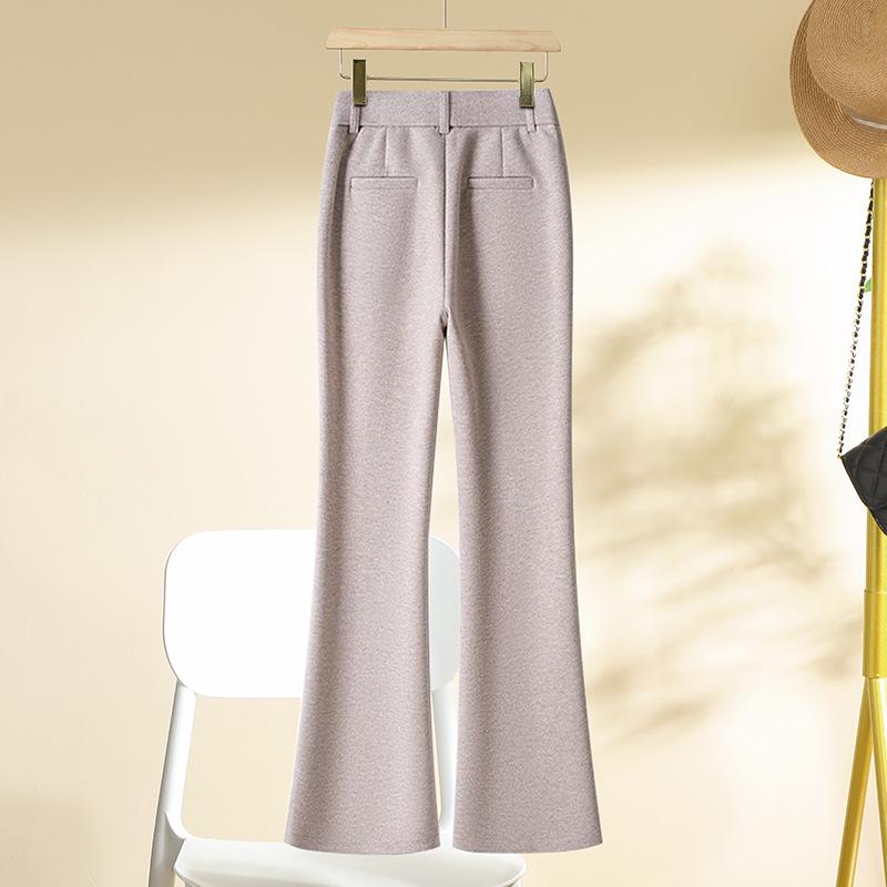 Women's High Waist Wool Blend Fishtail Flare Pants, Slimming Fit, Autumn/Winter 2024