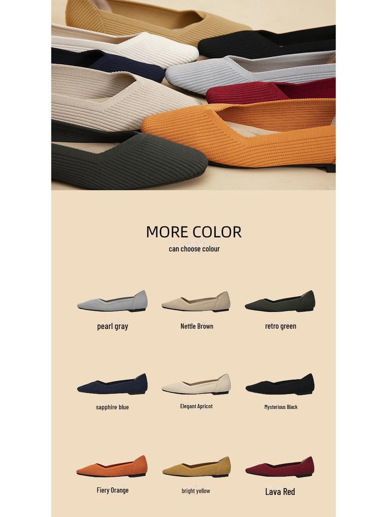 Damen Prinzessin, Boot, weiche Sohle, quadratische Zehenpartie, Eierrollen-gewebte flache Schuhe – atmungsaktives Strickdesign