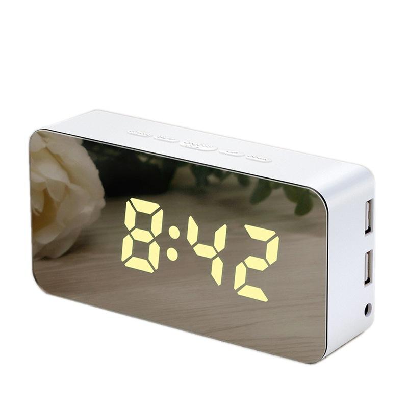 Creative Mirror Alarm Clock Multifunctional LED Clock Makeup Mirror Alarm Clock Can Be Connected To External Power Supply Colorful Mirror Clock 9005