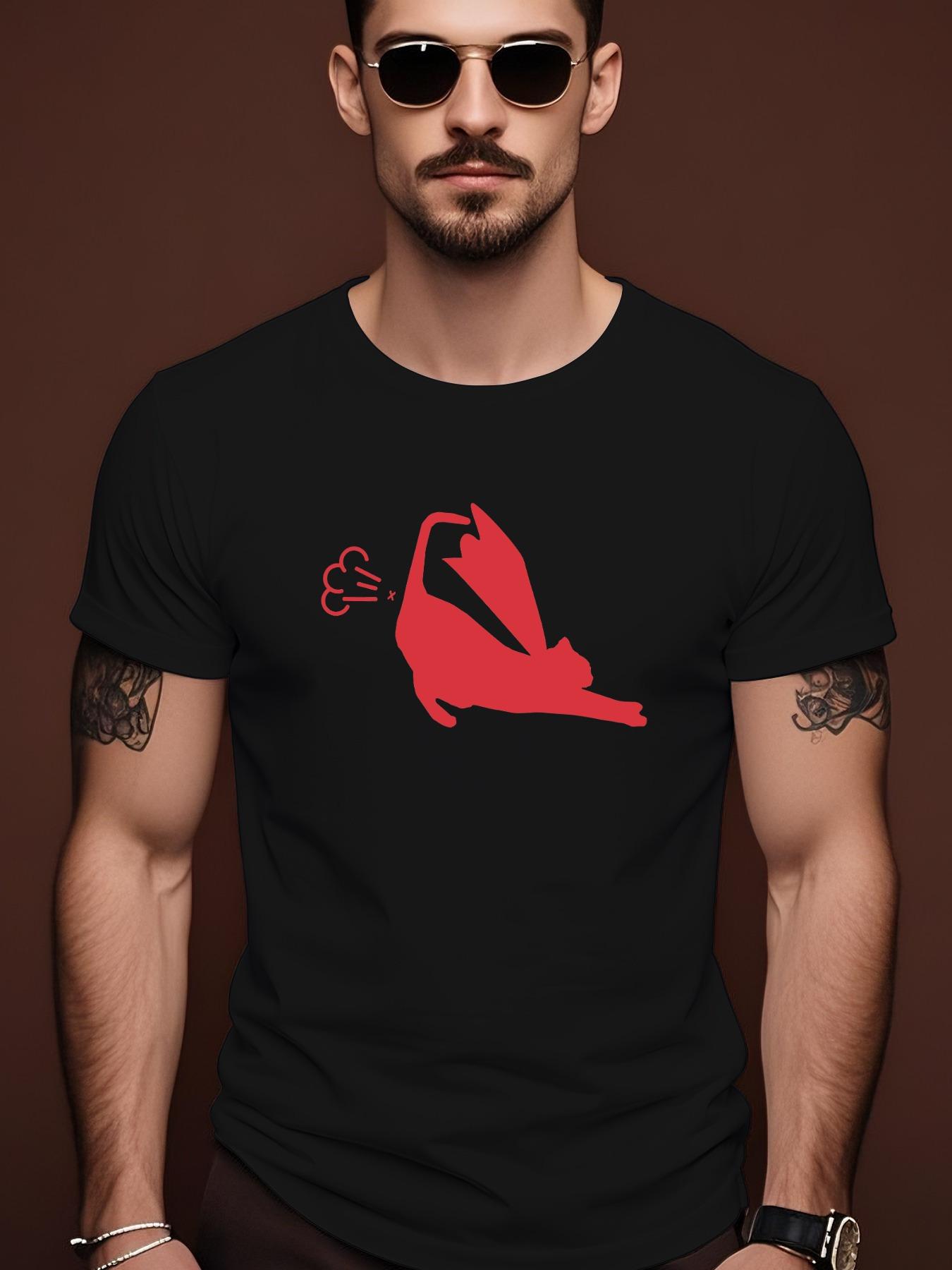 Black Casual Short Sleeve Tshirt with Red Cape Kitten Gra... S