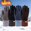 Winter Unisex Touchscreen Cotton Gloves Thick Knitted Fleece Lined Warm Cold Proof Gloves for Northeast Winter Outdoor Cycling