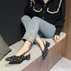 2025 spring and autumn new niche design denim back empty high heels pointed head shallow mouth single shoes thin heel bag head