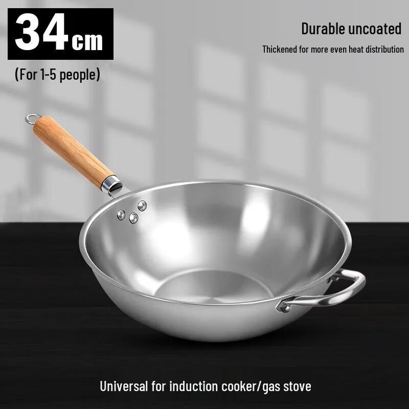 Yipan Stainless Steel Non-Stick Flat-Bottom Wok