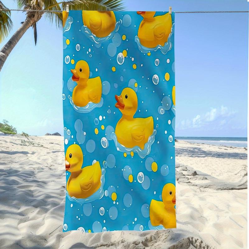 

1pc Vibrant Yellow Rubber Duck Beach Towel - Ultra-Soft Microfiber, Quick-Dry & Absorbent, Lightweight & Durable for Summer Fun W30*H60(CM)