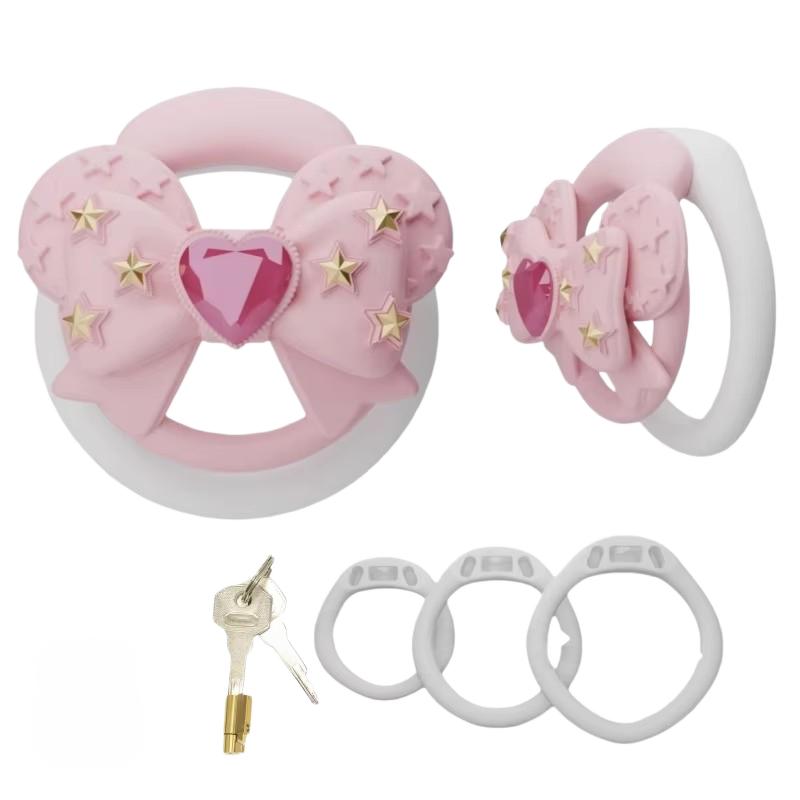 2025 New Pink Male Chastity Cage Penis Device CBT Slave Gay with 3 Size Penis Rings,Men Cuckold Lockdown Cage Restraint 18+
