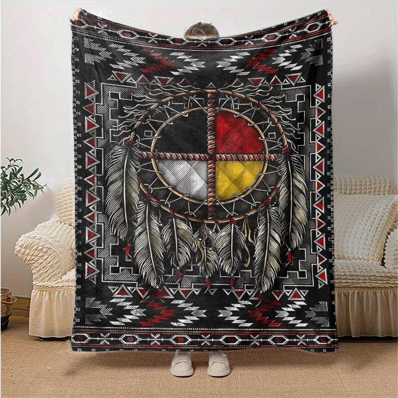 1pc Native American Dreamcatcher Design Blanket Home Decorative Throw for Couch, Sofa, Bed .W036