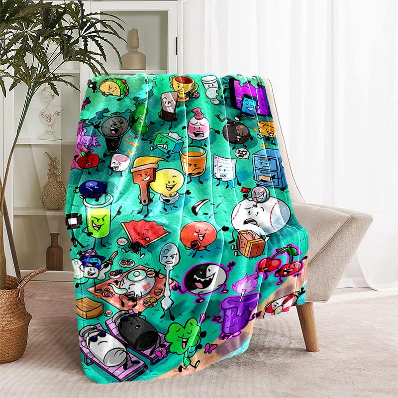1pc Blanket Inanimate Insanity Print Design, Lightweight Blanket for Sofa, Bed- Soft &Warm, Gift for All Seasons like Christmas, Halloween