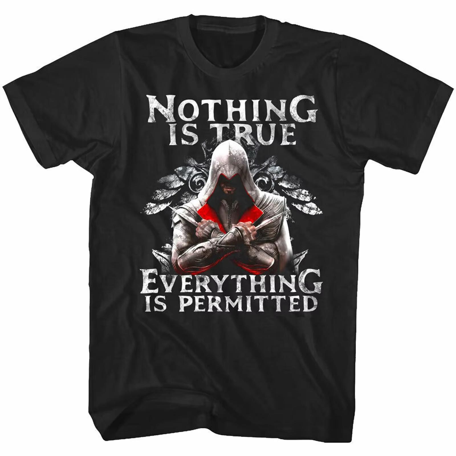 

2026 game-related quote featuring the Assassin theme - Printed T-shirt. Nothing is absolutely correct; everything is permissi... S