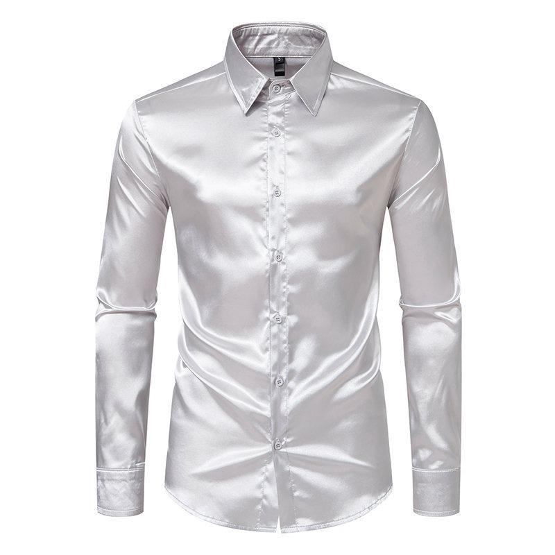 Men S Long Sleeve Solid Color Punk Style Shirt