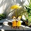 Holding Umbrella Duck Statue Outdoor Garden Yard Yellow Umbrella Duck Figurine Resin Animal Sculpture