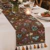 Elegante Runner per Tavola da Pranzo Runner Floreale Jacquard, Vintage con Bordi con Frange, Stile Classico Rustico per Matrimonio Decorazioni Baby Shower Affascinante
