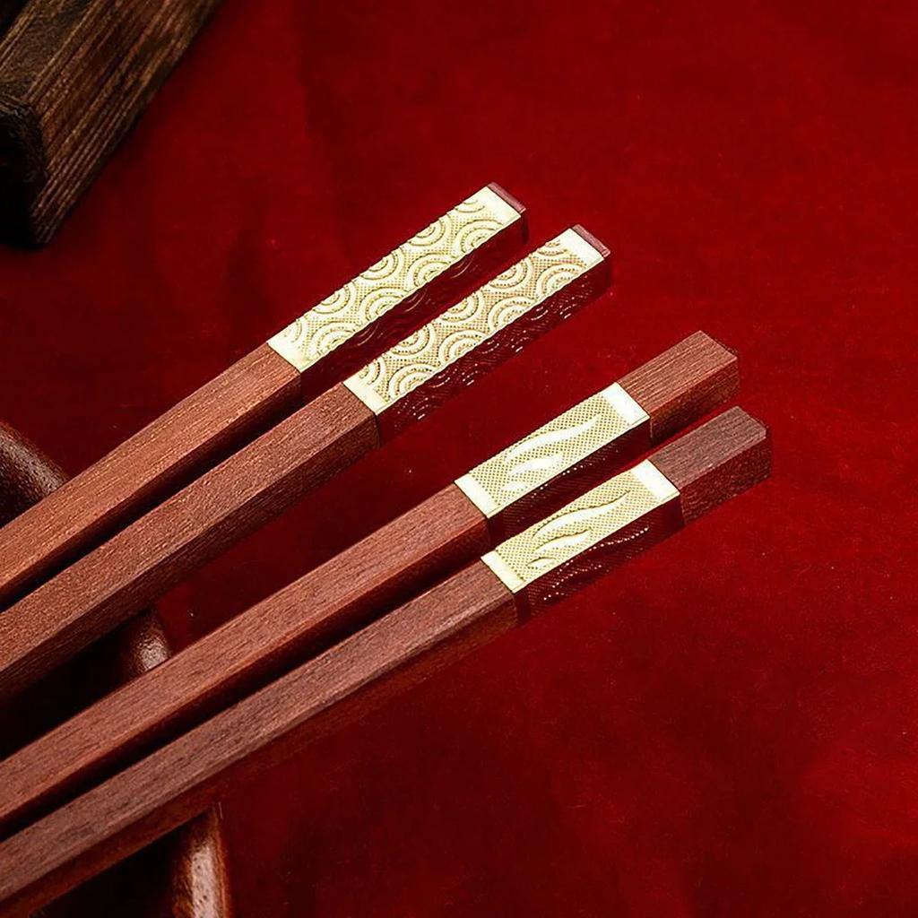 Red Wood 5/6/8/10 Pairs Chinese Chopsticks High Quality Beautiful Tableware Non Slip Sushi Food Grade Kitchen Chopstick Set