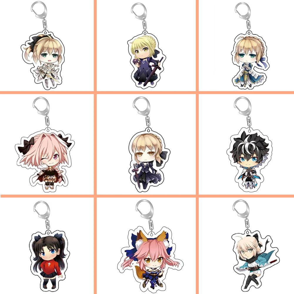 Fate Stay Night Tohsaka Rin Altria Pendragon Cute Cartoon Keychain Kawaii Keyrings Bag Parts & Trendy Gift