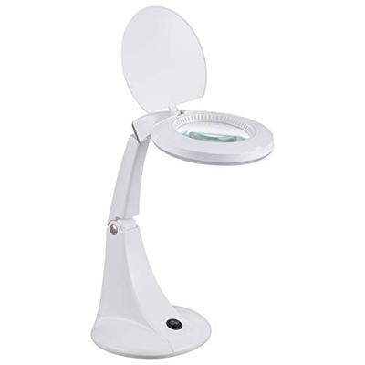 OHM Electric L-ZOOM LED Stand Light with Magnifying Glass, DS-L30B-W, 08-0871