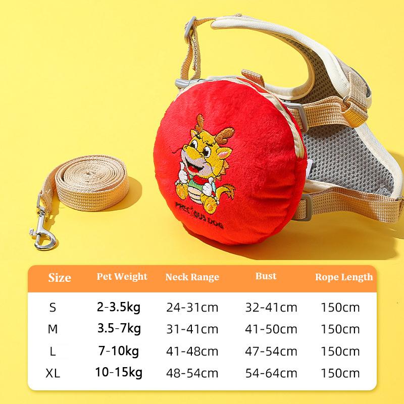 

Hamburger Bag Dog Harness Set Outdoor Decorate Small Medium Puppy Cat LeashDurable Polyester Anti Lost Walking Pet Accessories S