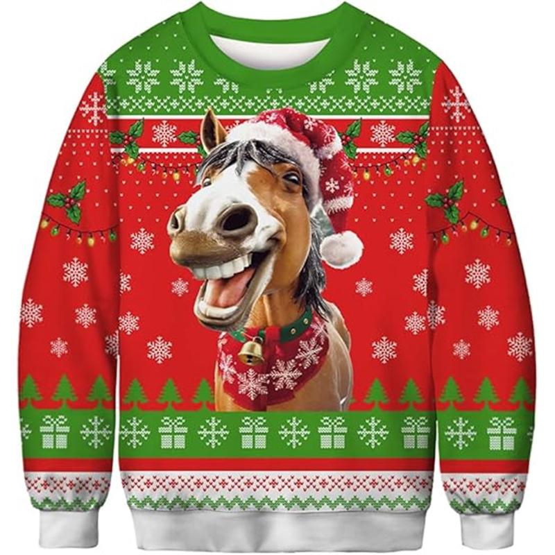 Funny Animal Alpaca Graphic Ugly Christmas Sweater Fashion Pet Cat Dog Sweatshirts For Women Clothes Xmas O Neck Pullovers Tops