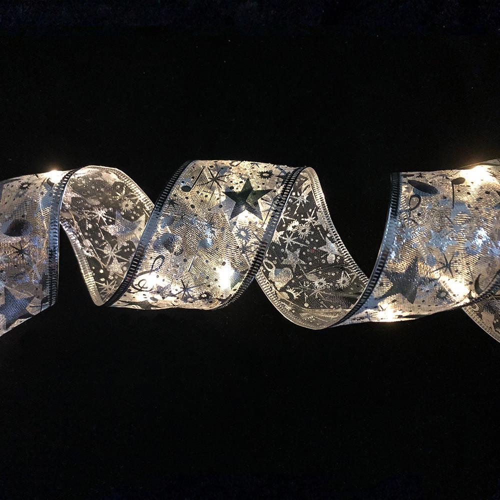 Led Elegant Warm Christmas Ribbon Lights With Glittering Double Layer Design For Holiday Cheer