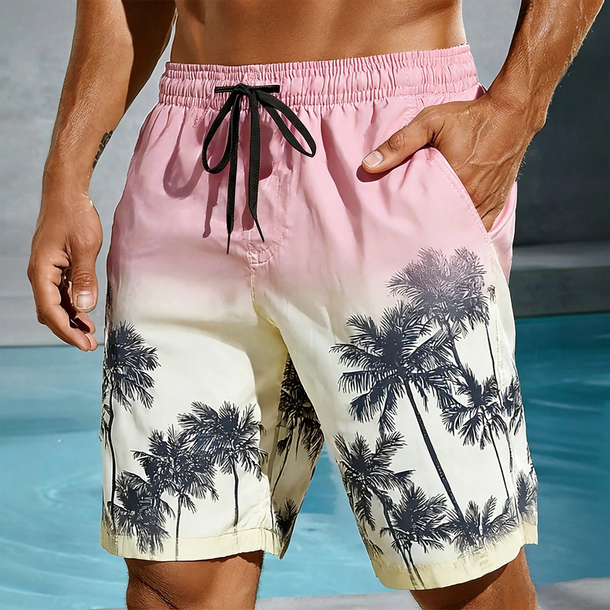 

Men s Board Shorts Gradient Multicolored Palm Tree 3D Print Casual Beach Shorts Summer Casaul Vacation Lightweight Sport Shorts 5XL