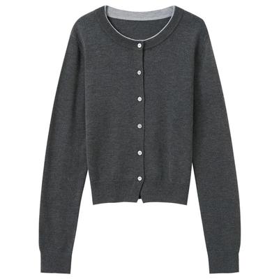 Sancai 2026 Frühling Rundhals Strickjacke