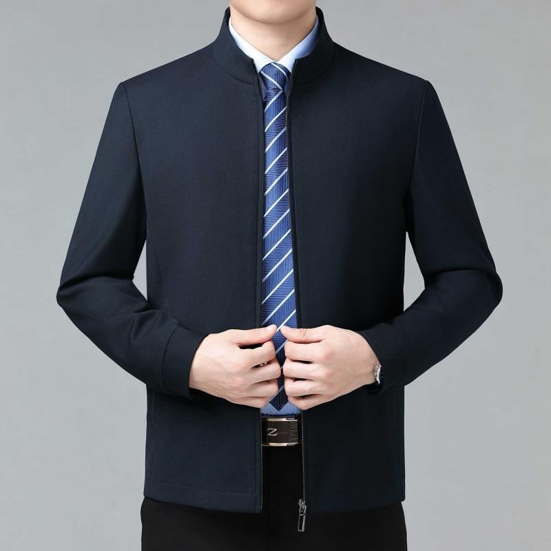 Autumn and winter high-end wool stand-up collar jacket for men, middle-aged business casual jacket, leading cadre civil servant top