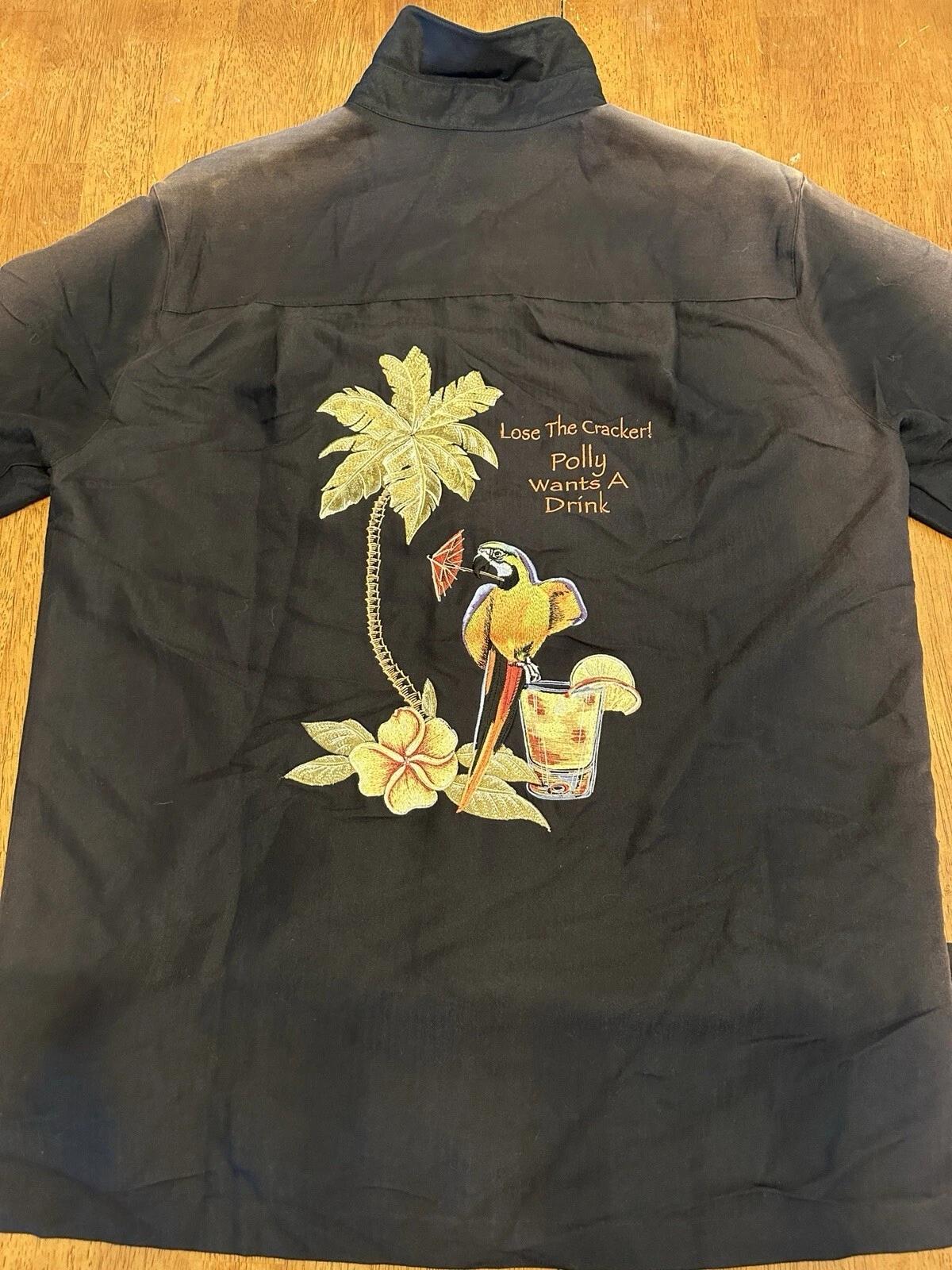 Vintage Weekender Luau Edition Tropical Button Shirt Polly Wants A Drink Funny M S
