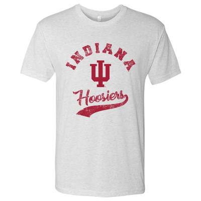 Indiana Hoosiers Retro Script Lizenzierter Unisex Triblend T-Shirt - Heather White