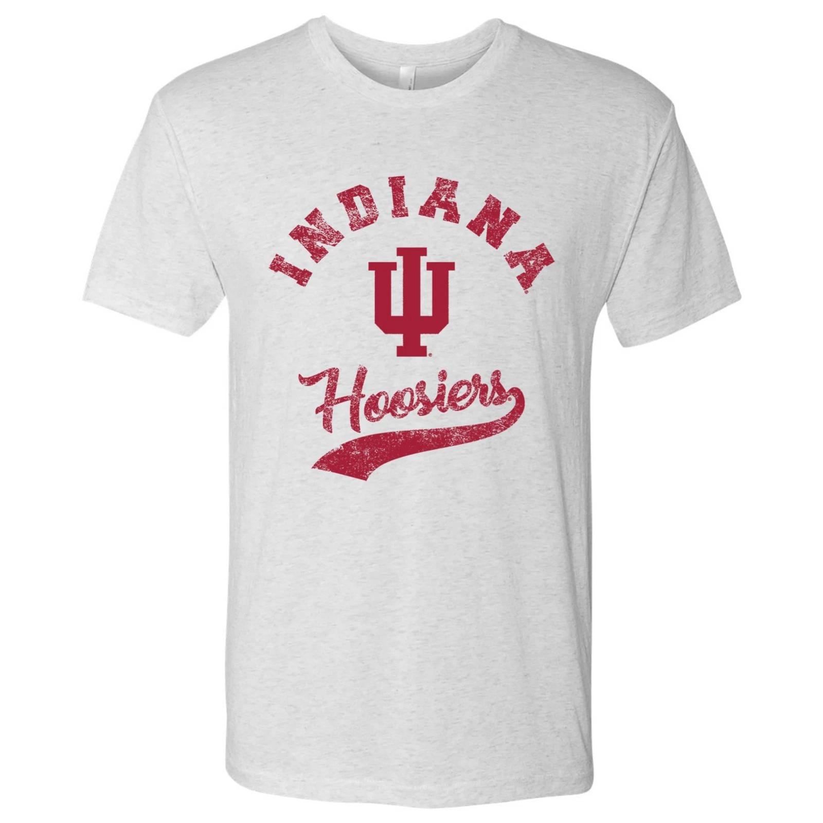 Indiana Hoosiers Retro Script Licensed Unisex Triblend T-Shirt - Heather White 4XL
