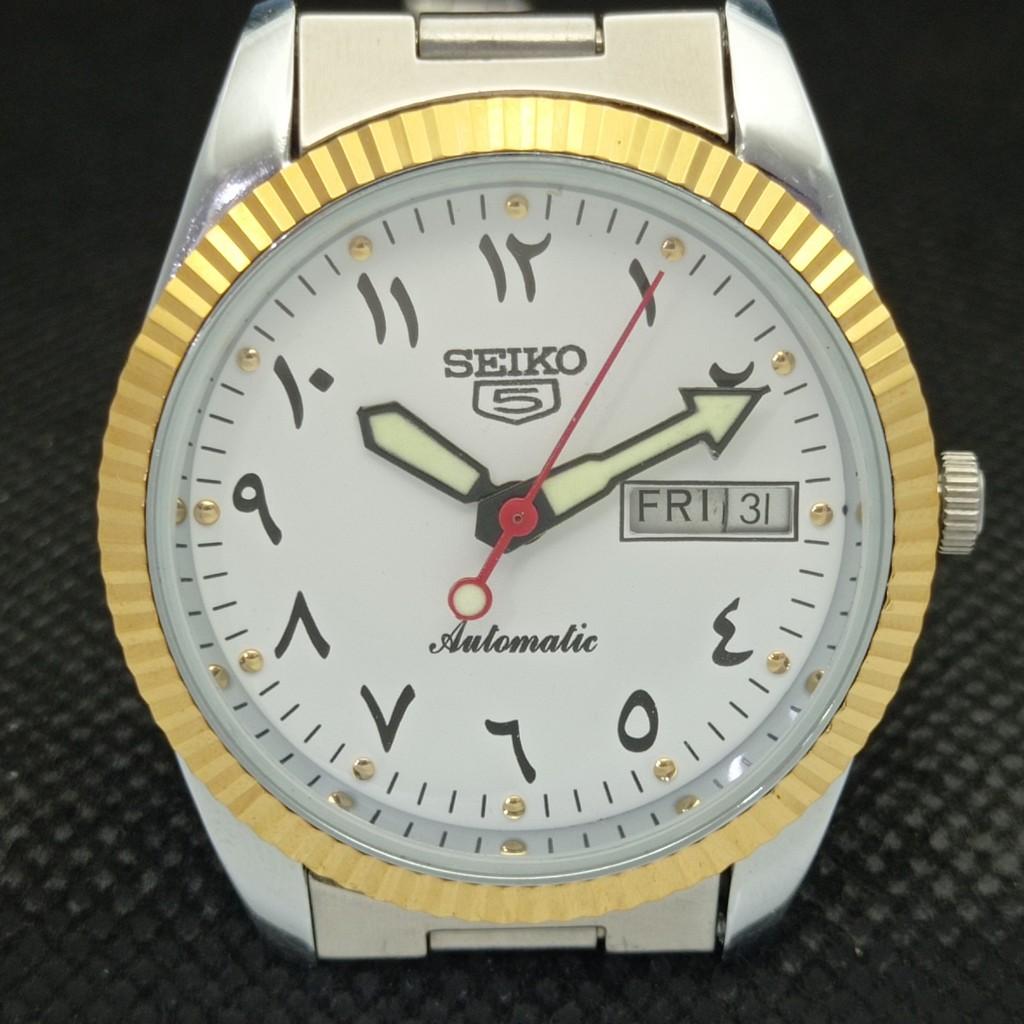 USED SEIKO 5 AUTOMATIC JAPAN MENS RARE GOLDEN MOVEMENT WATCH 575b-a305200-9