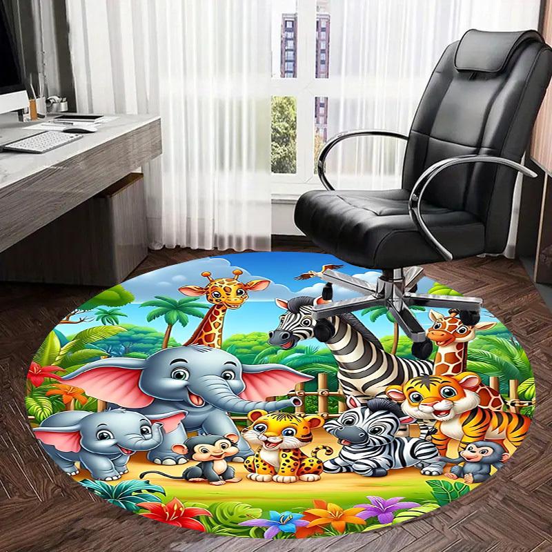 1PC Safari Zoo Non-Slip Floor Round carpet, Office, family, bedroom, Large Area Rug Indoor Rugs, Durable PolyesterH0351