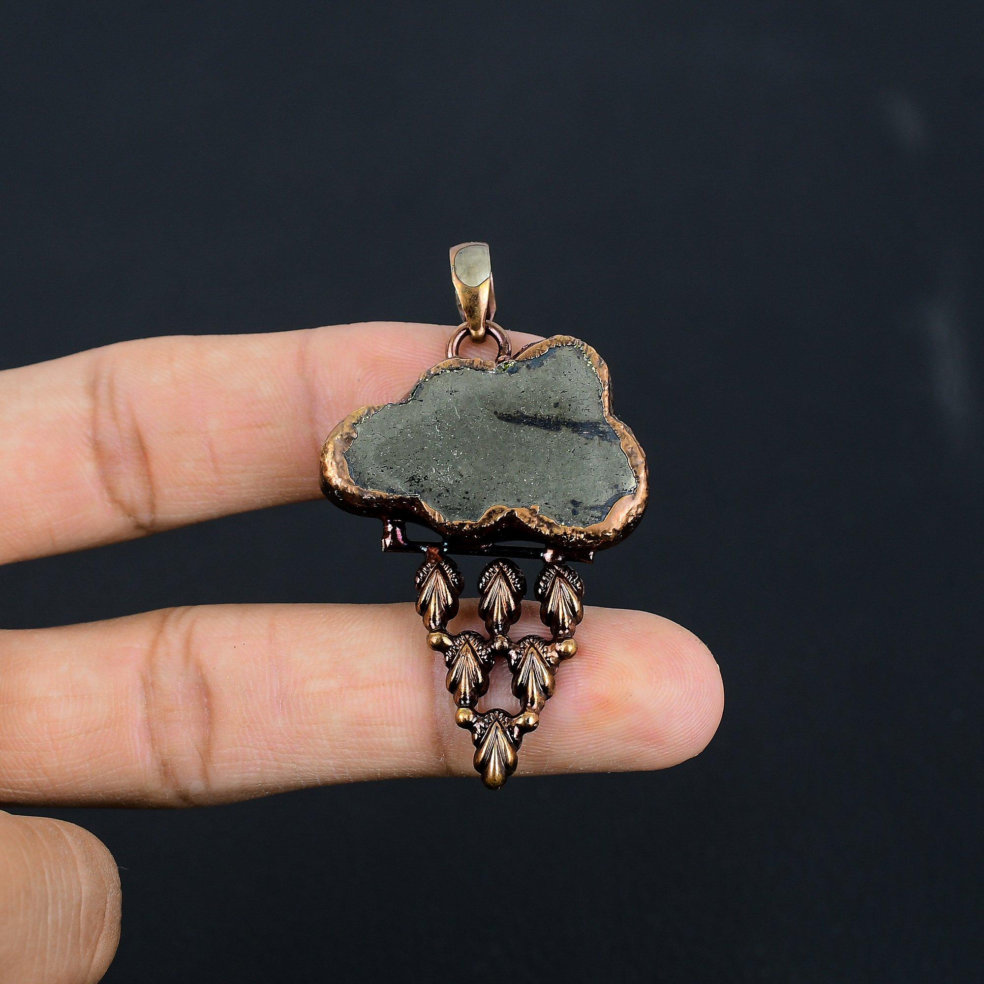 

Golden Apache Pyrite Electroformed Pendant, Handmade Gemstone Pendant Jewelry, Gifts For Wife Brand New Pendant 2.55 Inches