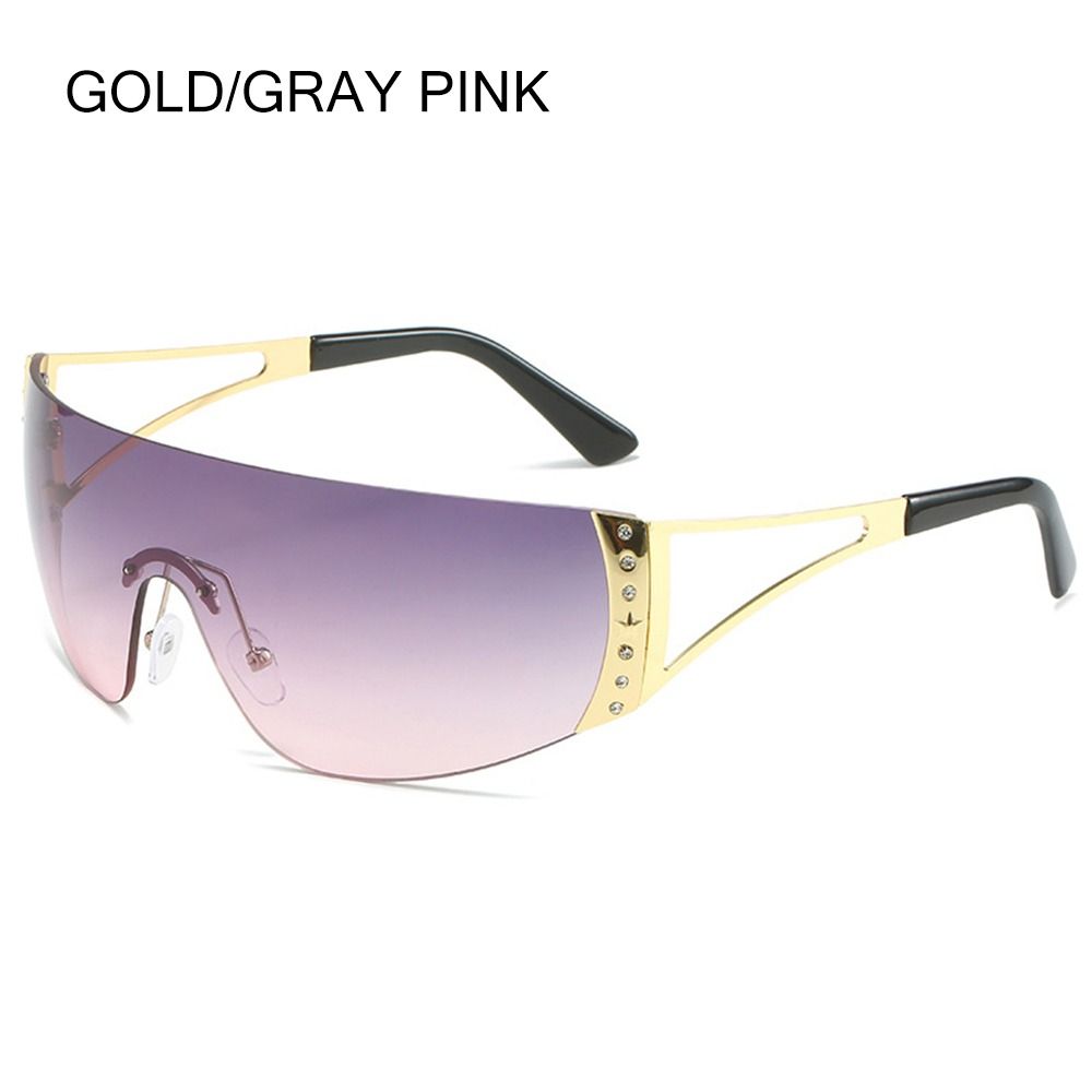 Y2K Flat Top Sunglasses Wrap Around Sunglasses for Women Men Futuristic Frameless Gradient Lens Sun Glasses UV400 Eyewear