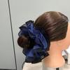 Korean-Style Double-Layer Denim Lace Scrunchie for Low Ponytails: Heavy-Duty Hair Tie for Women