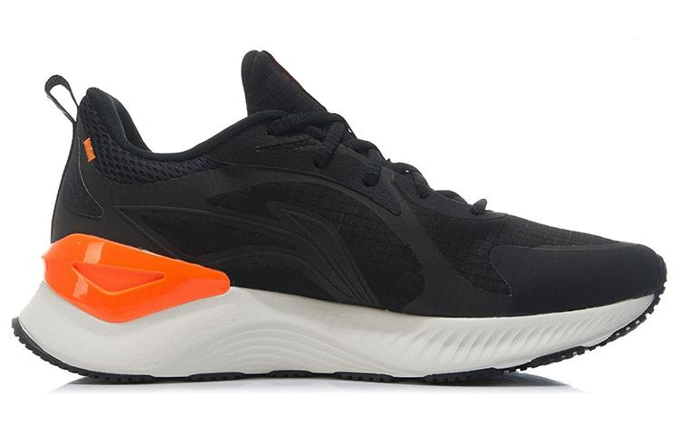 Li Ning YueYing Element Textile, Synthetic Leather Cushioning Rebound Low Top Running Shoes Men's Black Orange ARHR223-4