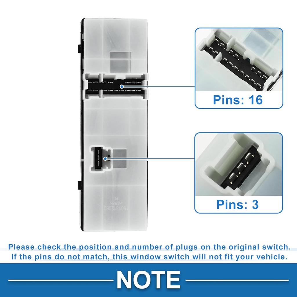 1 AUTO Power Window Switch No.83071SG040 16+3pin Front Left Driver Side Window Control Switch for Subaru Forester 2013-2015 Black