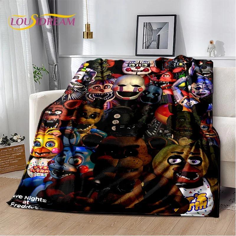 3D Horror Game F-FNAF Freddy Cartoon Soft Flannel Blanket for Bed Bedroom Sofa Picnic,Throw Blanket for Outdoor Leisure Nap Gift