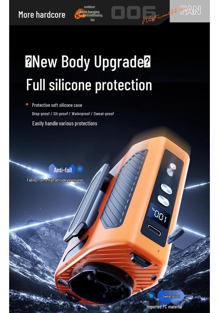 2026 Rechargeable High-Speed Waist Fan with Digital Display for Extreme Cooling Outdoors