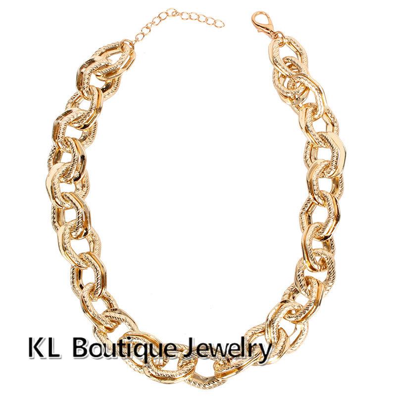 Fashion Exaggerated Punk Style Ladies Geometric Stitching Thick Chain Necklace