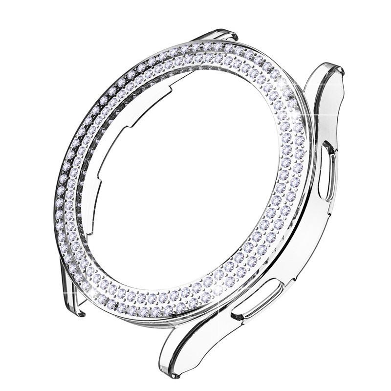 Diamond Case for Samsung Galaxy Watch 5/4 40mm 44mm Hollow Out Protective Shell Two Rows Bling Crystal Bumper Cover No Screen